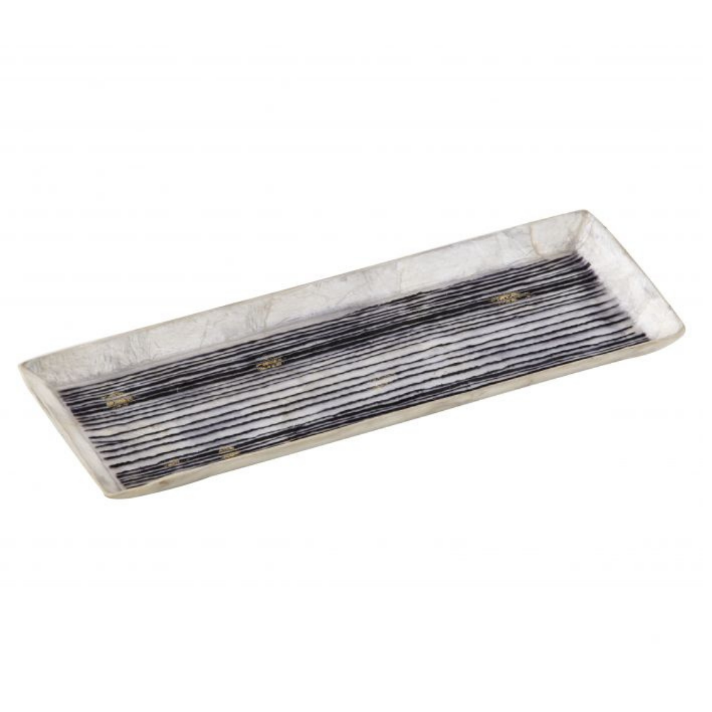 Amalfi Petri Tray Black/White/Gold 24x8.5x1.5cm