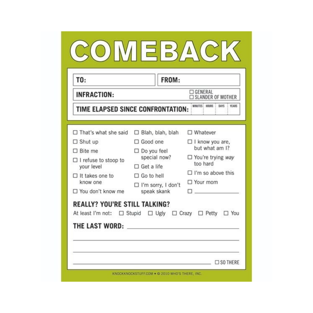Knock Knock Comeback Nifty Notepad
