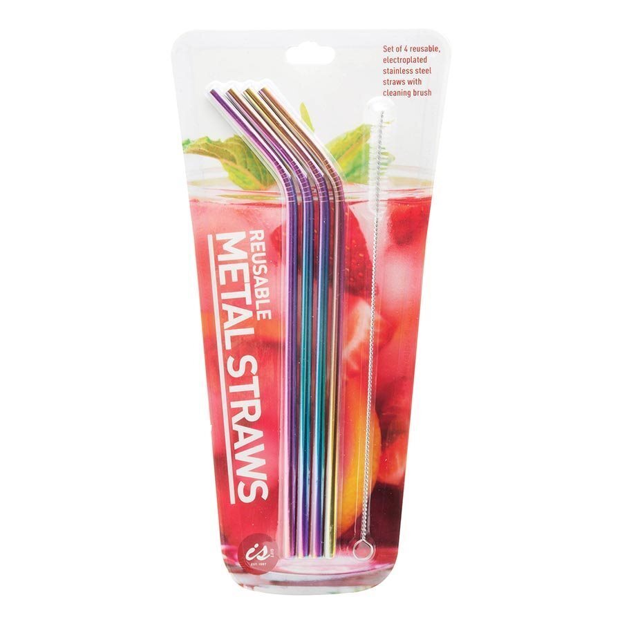 IS GIFT Rainbow Metal Drinking Straws (Set of 8)