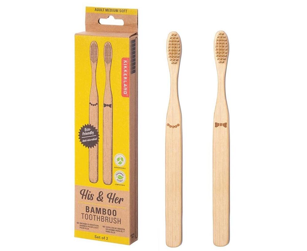 Kikkerland Bamboo Toothbrush Set - His & Hers
