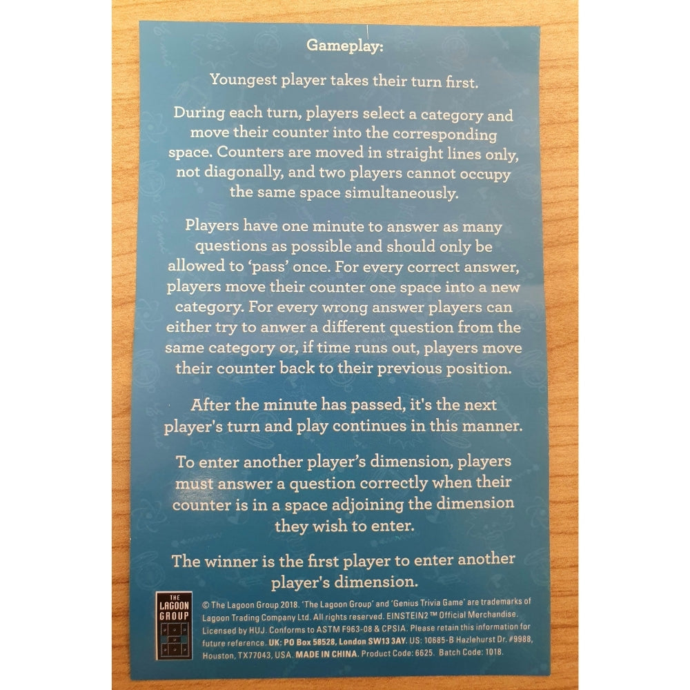 Lagoon Einstein Genius Trivia Game