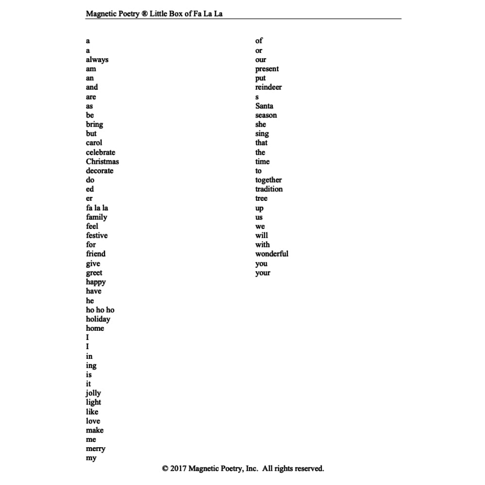 Magnetic Poetry Little Box of Words - Fa la la