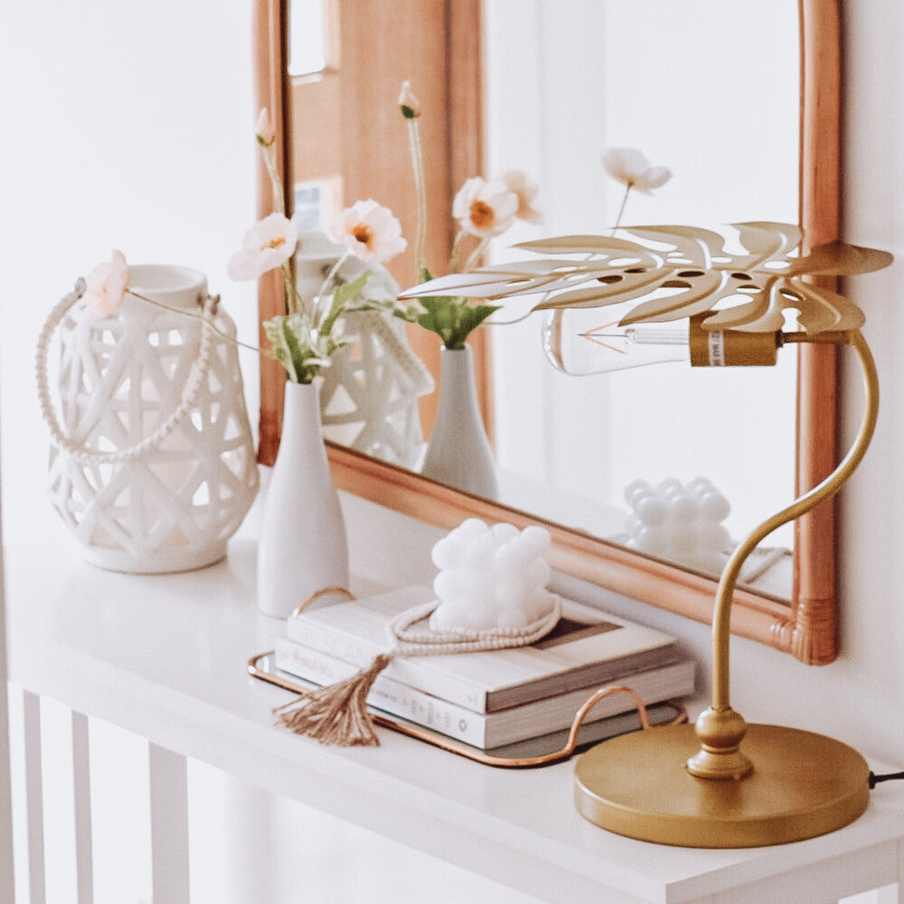 Amalfi Gold Monstera Metal Table Lamp