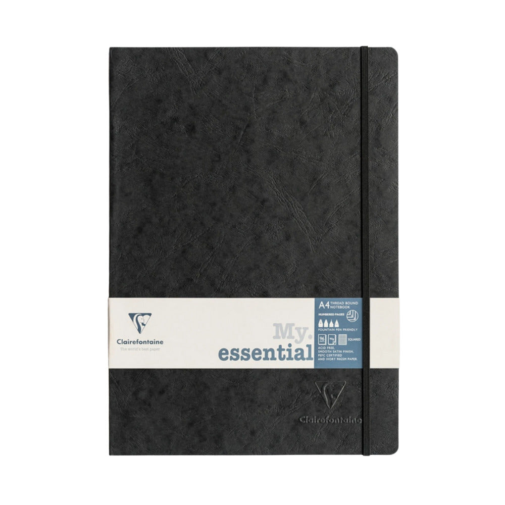 Thread Bound Notebook Clairefontaine Thread-bound Notebook Grid A4 Black