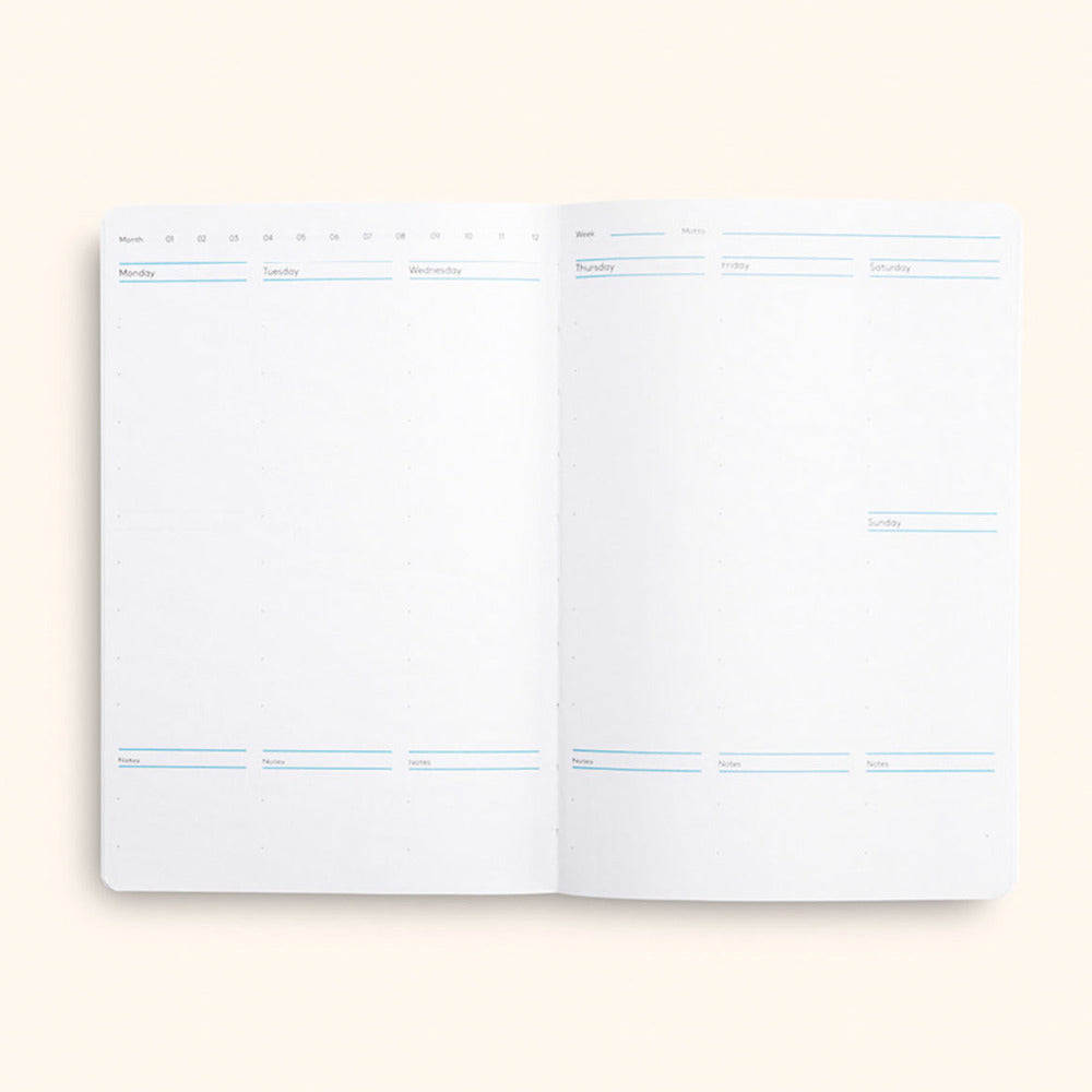 Octaevo A Year of Sun Undated Agenda Weekly A5 Blue