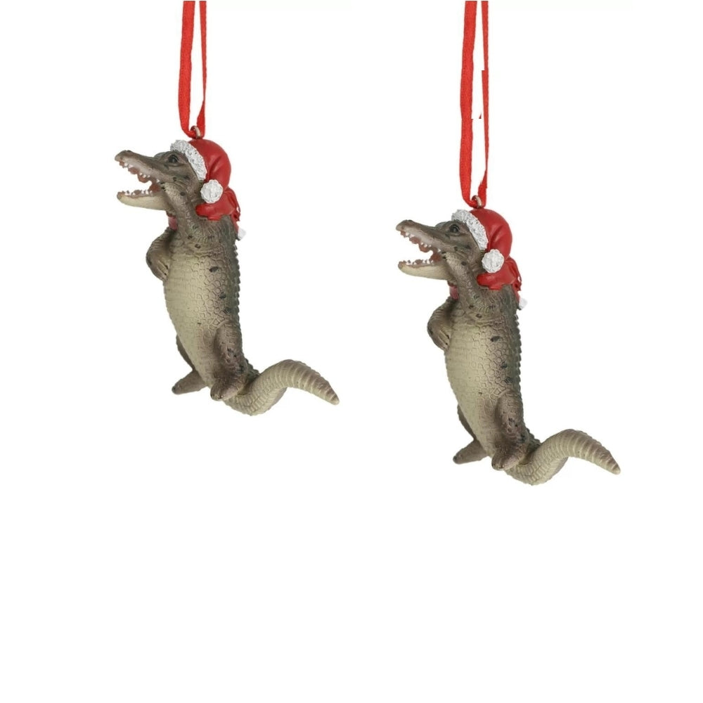 Australiana Christmas Crocodile Hanging Figure 8cm (Set of 2)