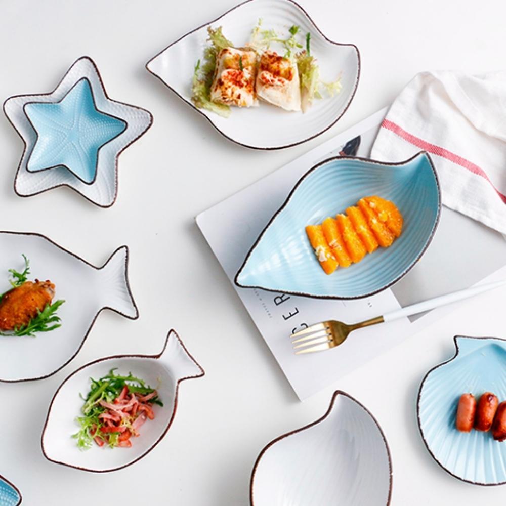 Coastal Ocean Conch and Seashell Plates (Set of 7)