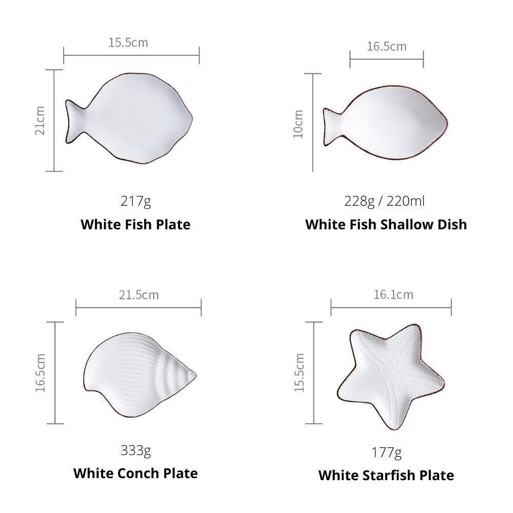 Coastal Ocean Conch and Seashell Plates (Set of 7)