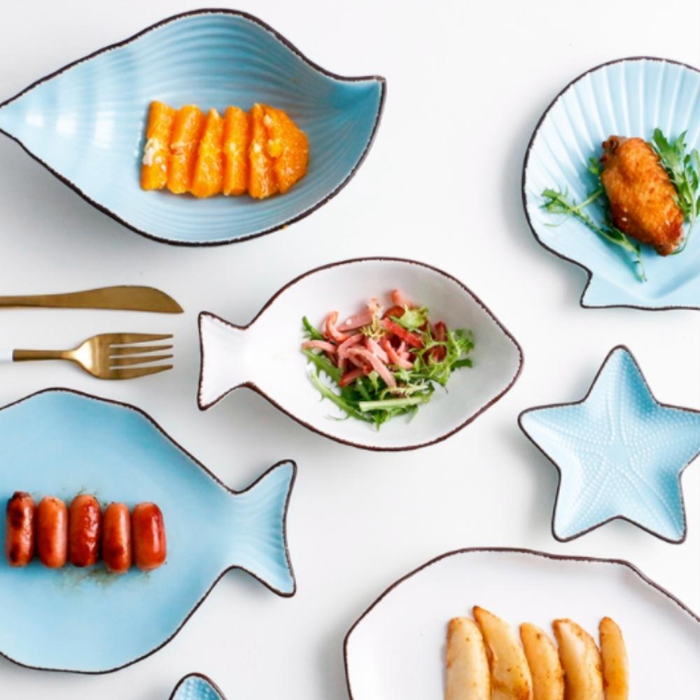 Coastal Ocean Conch and Seashell Plates (Set of 7)