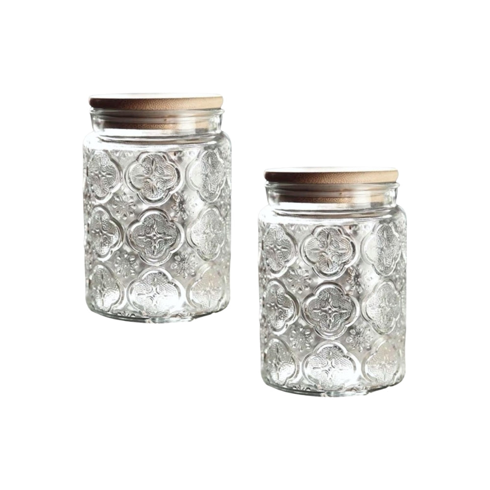 Glass Canister with Bamboo Lid 700ml (Set of 2)