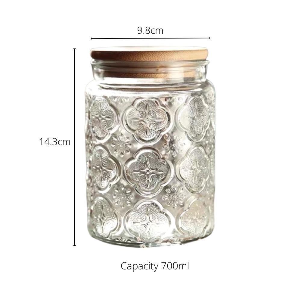 Glass Canister with Bamboo Lid 700ml (Set of 2)