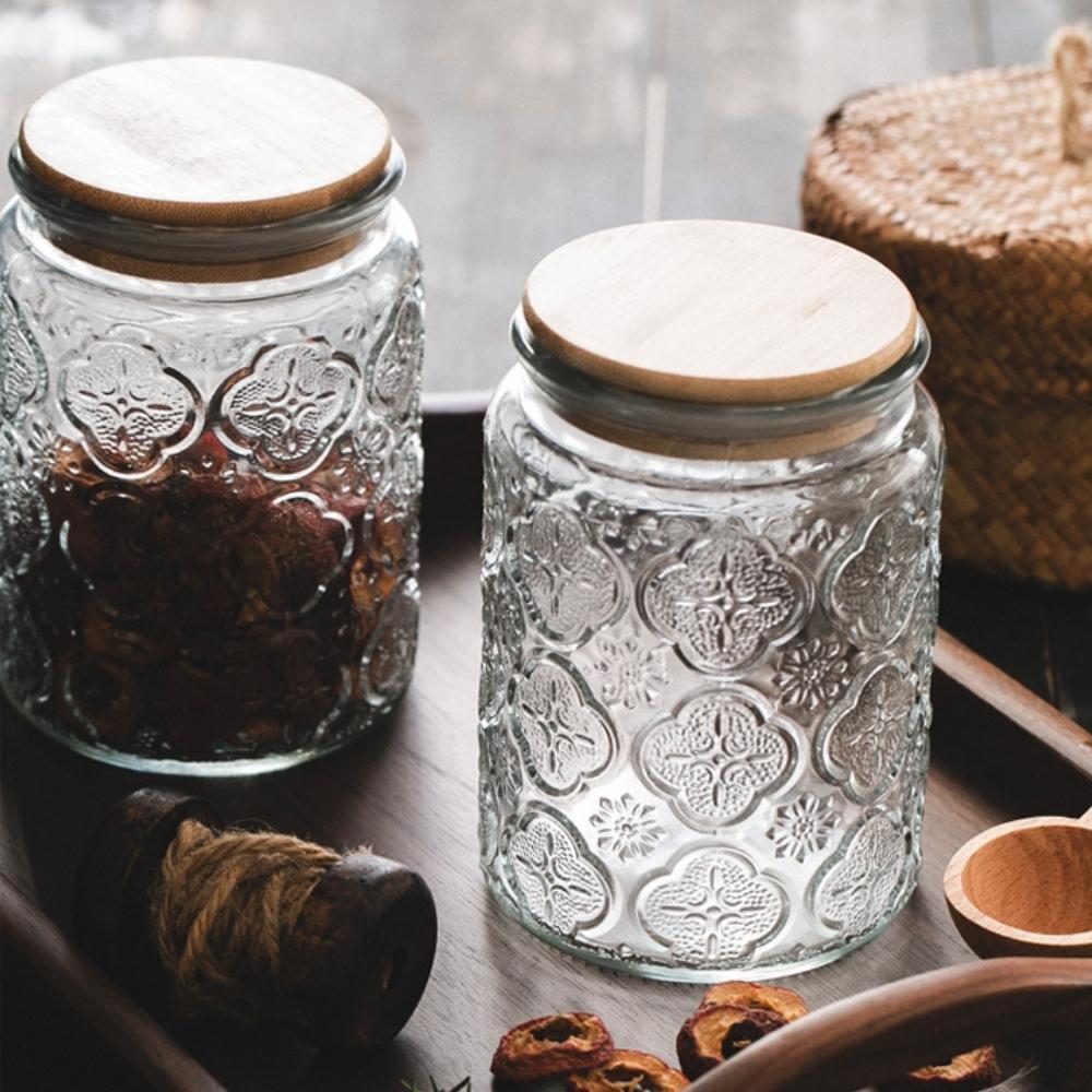 Glass Canister with Bamboo Lid 700ml (Set of 2)