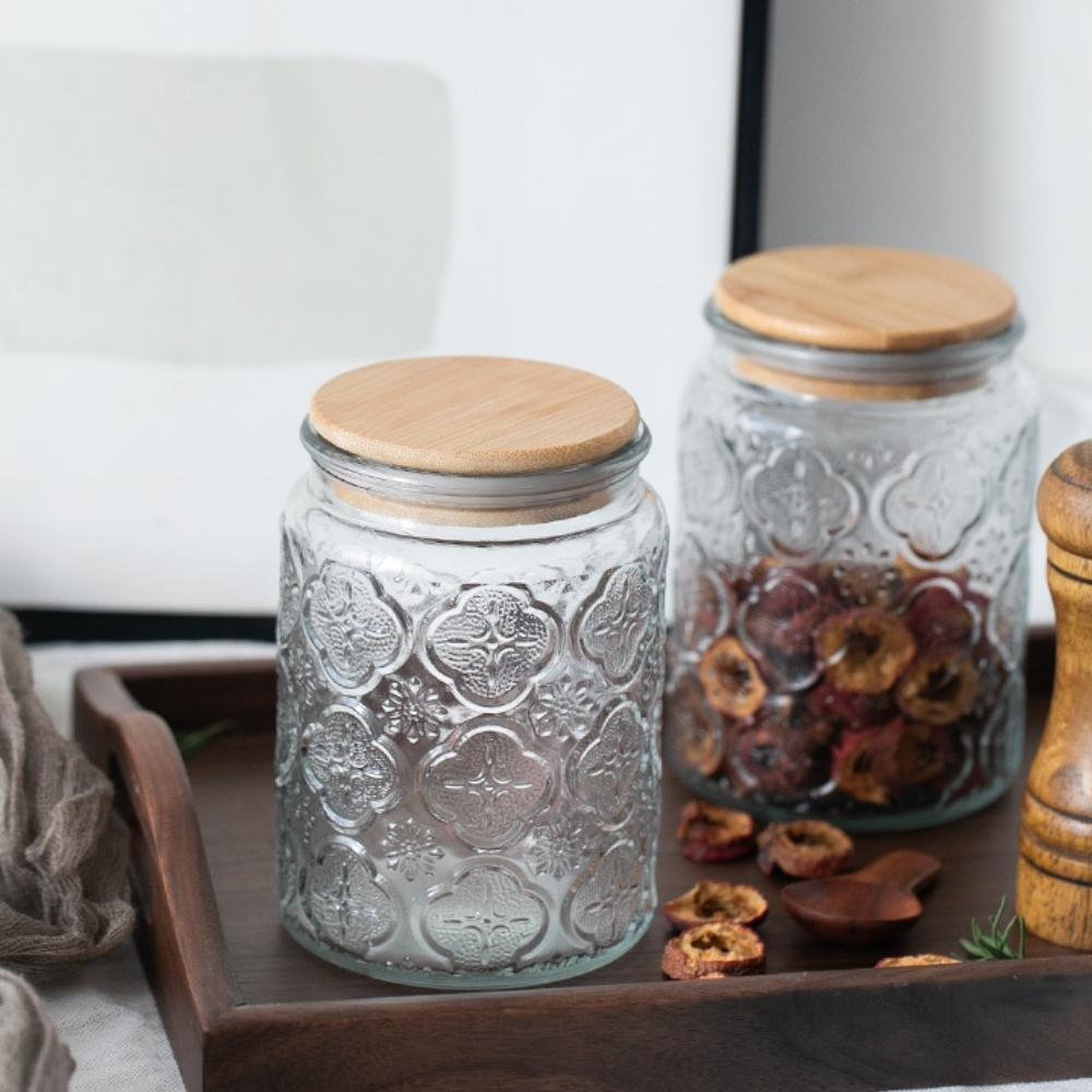 Glass Canister with Bamboo Lid 700ml (Set of 2)