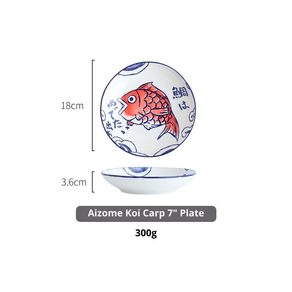 Ceramic Koi Carp 18cm Deep Plate (Set of 2)