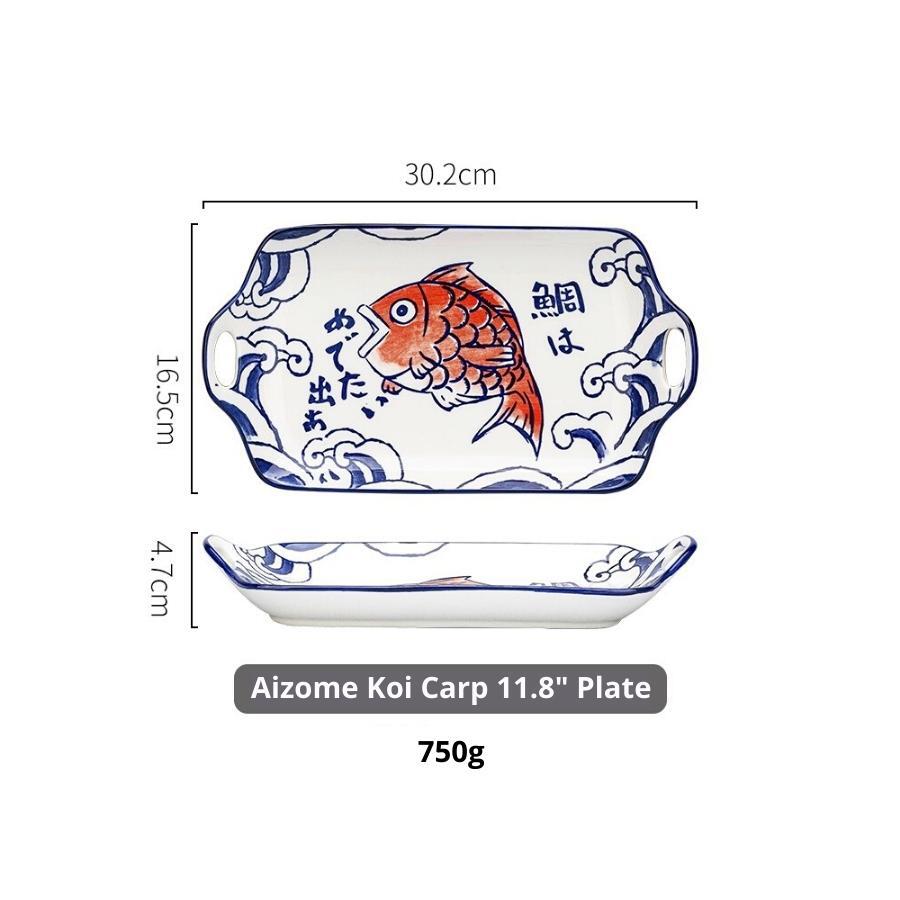 Ceramic Koi Carp 30cm Rectangle Tray
