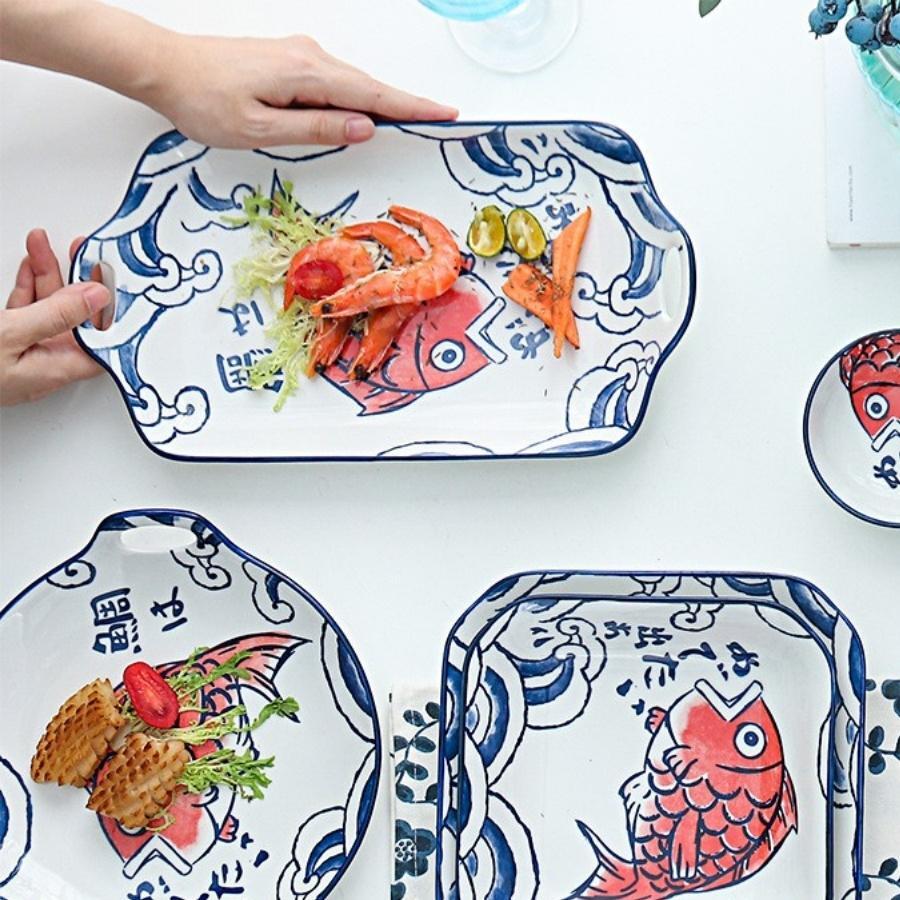 Ceramic Koi Carp 30cm Rectangle Tray