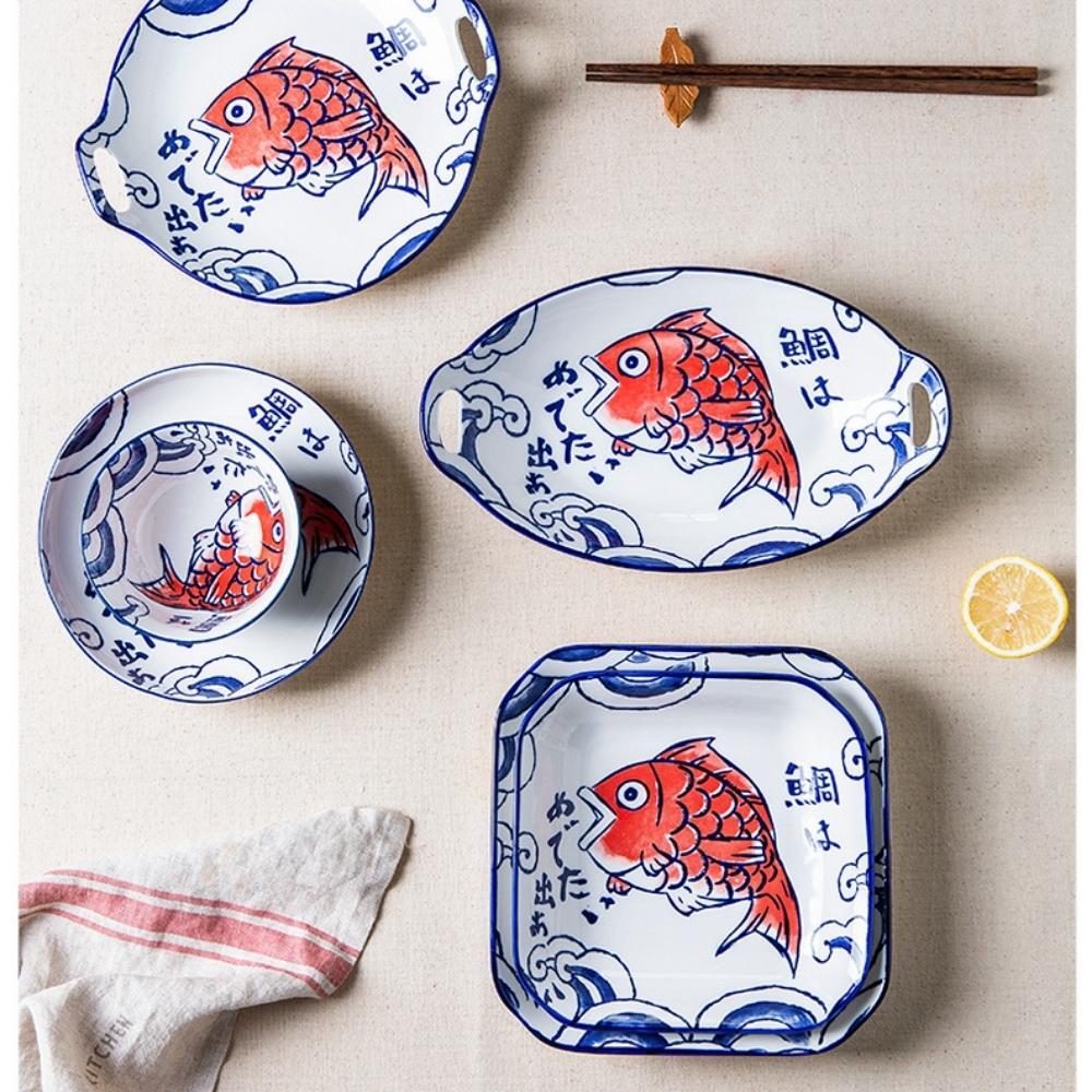 Ceramic Koi Carp 20cm Square Plate