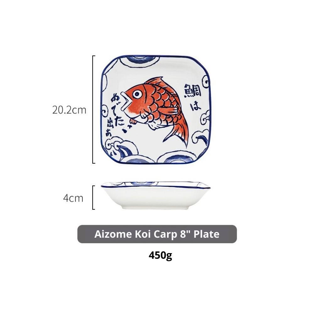 Ceramic Koi Carp 20cm Square Plate