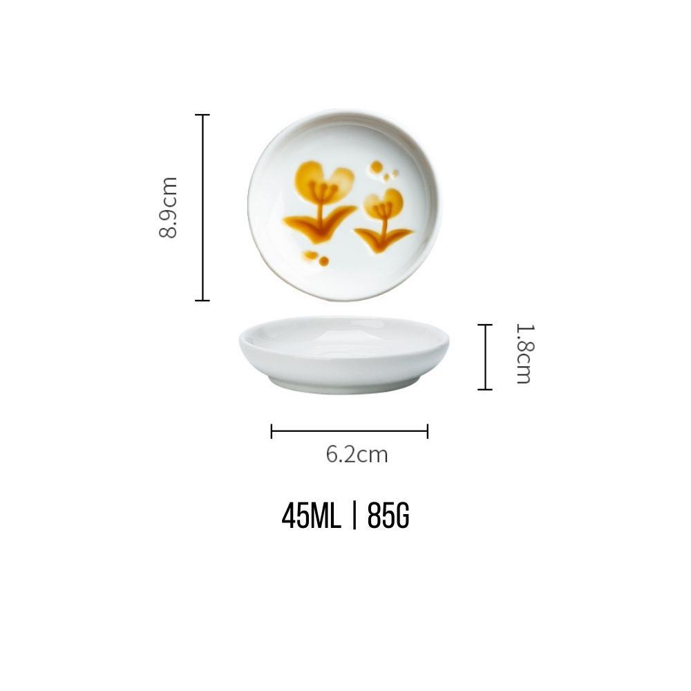 Ceramic Flowers Engraved Soy Sauce Dish (Set of 2)