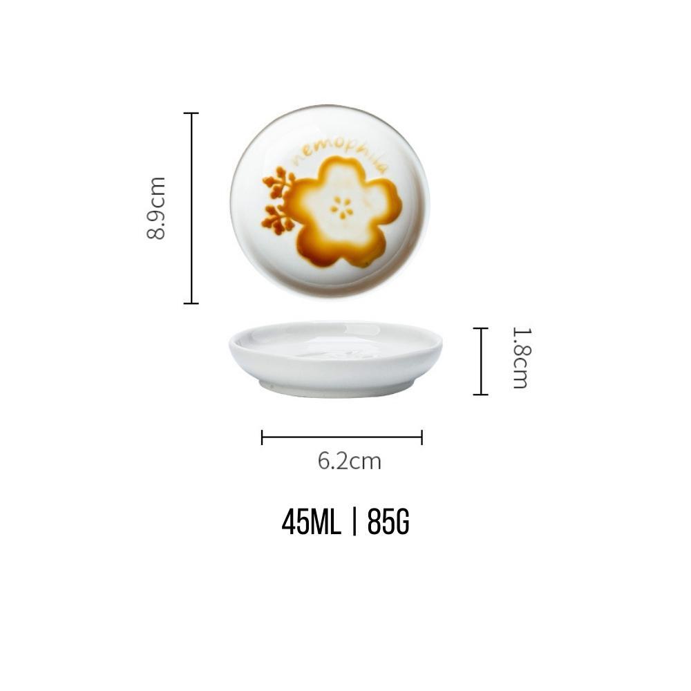 Ceramic Sakura Engraved Soy Sauce Dish (Set of 2)