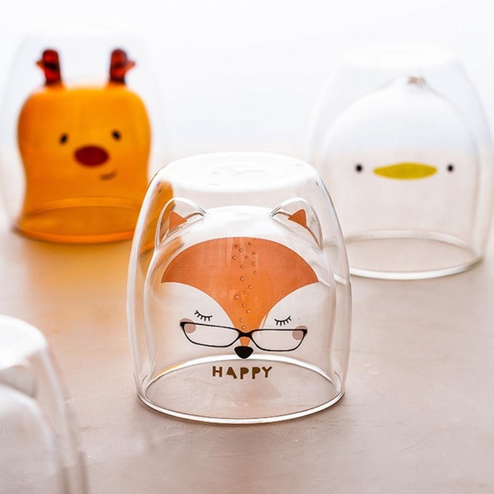 Happy Fox Double Wall Insulated Glass Tumbler