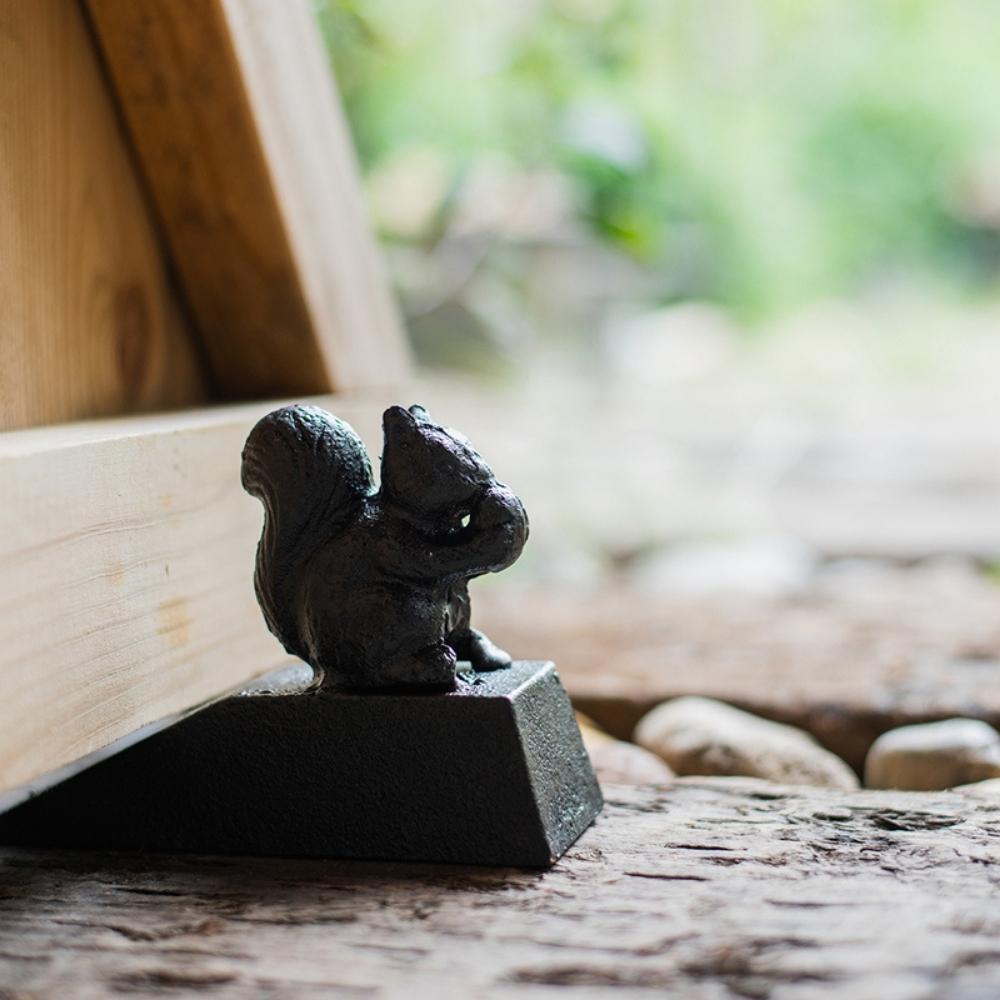 Vintage Cast Iron Door Stopper - Squirrel