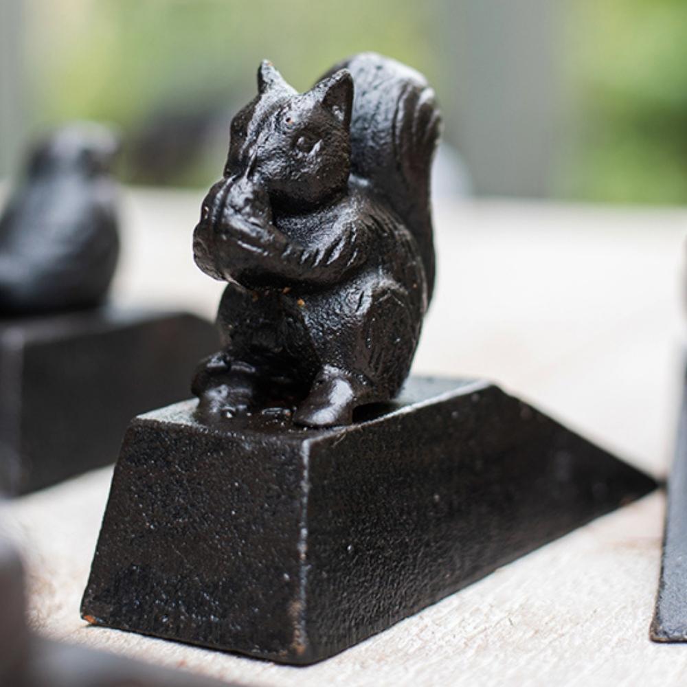 Vintage Cast Iron Door Stopper - Squirrel