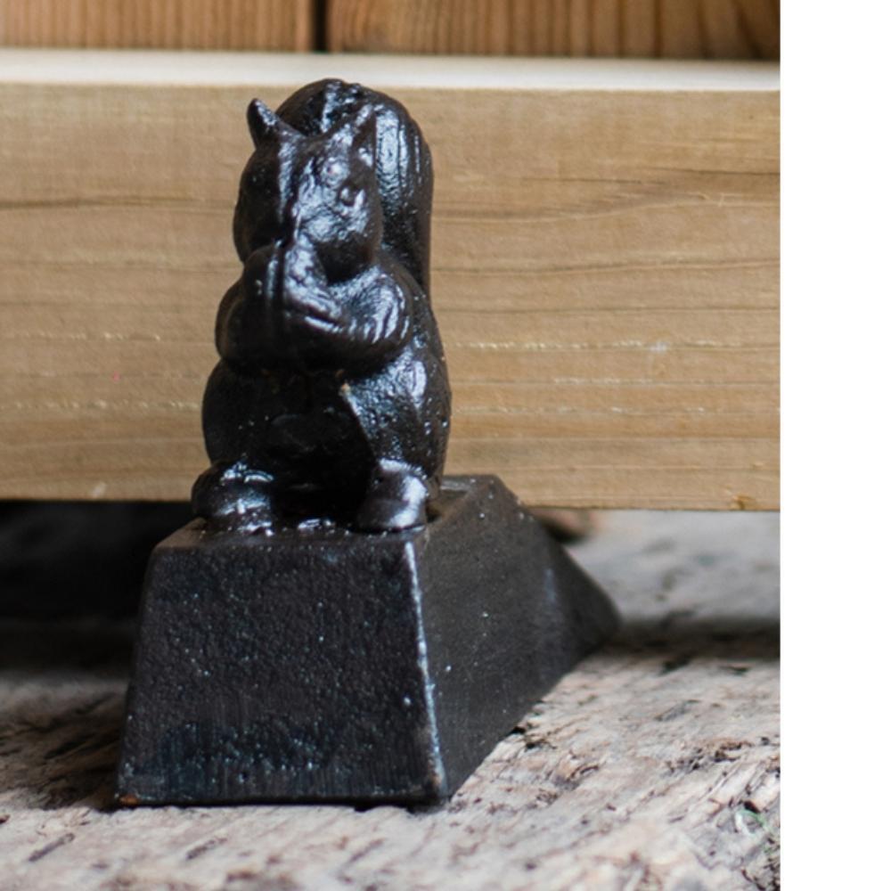 Vintage Cast Iron Door Stopper - Squirrel