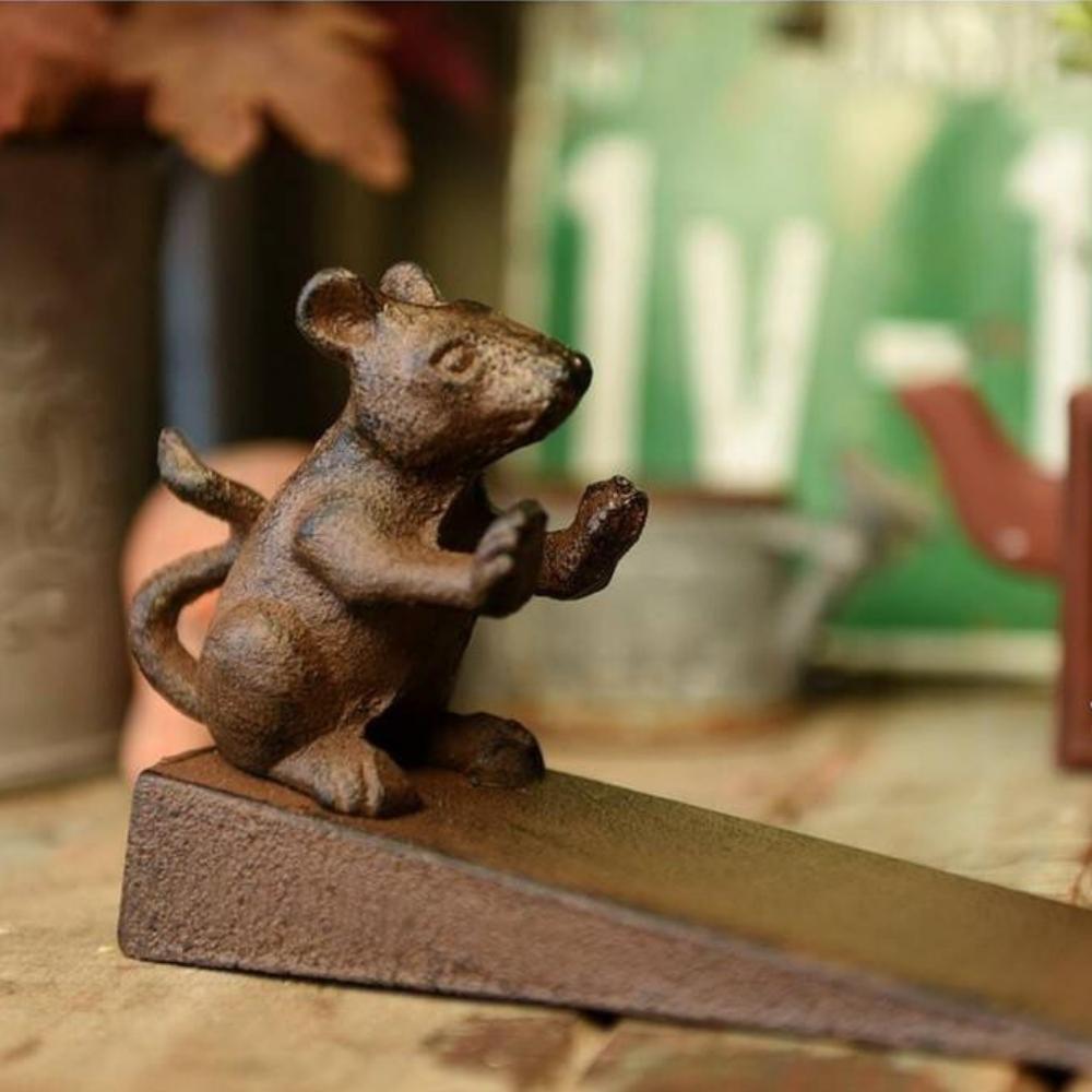 Vintage Cast Iron Door Stopper - Mouse