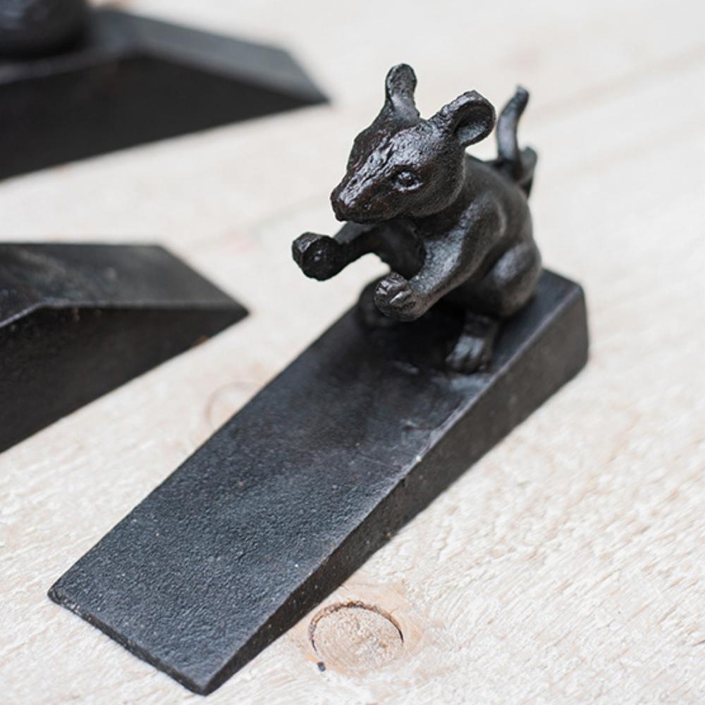 Vintage Cast Iron Door Stopper - Mouse