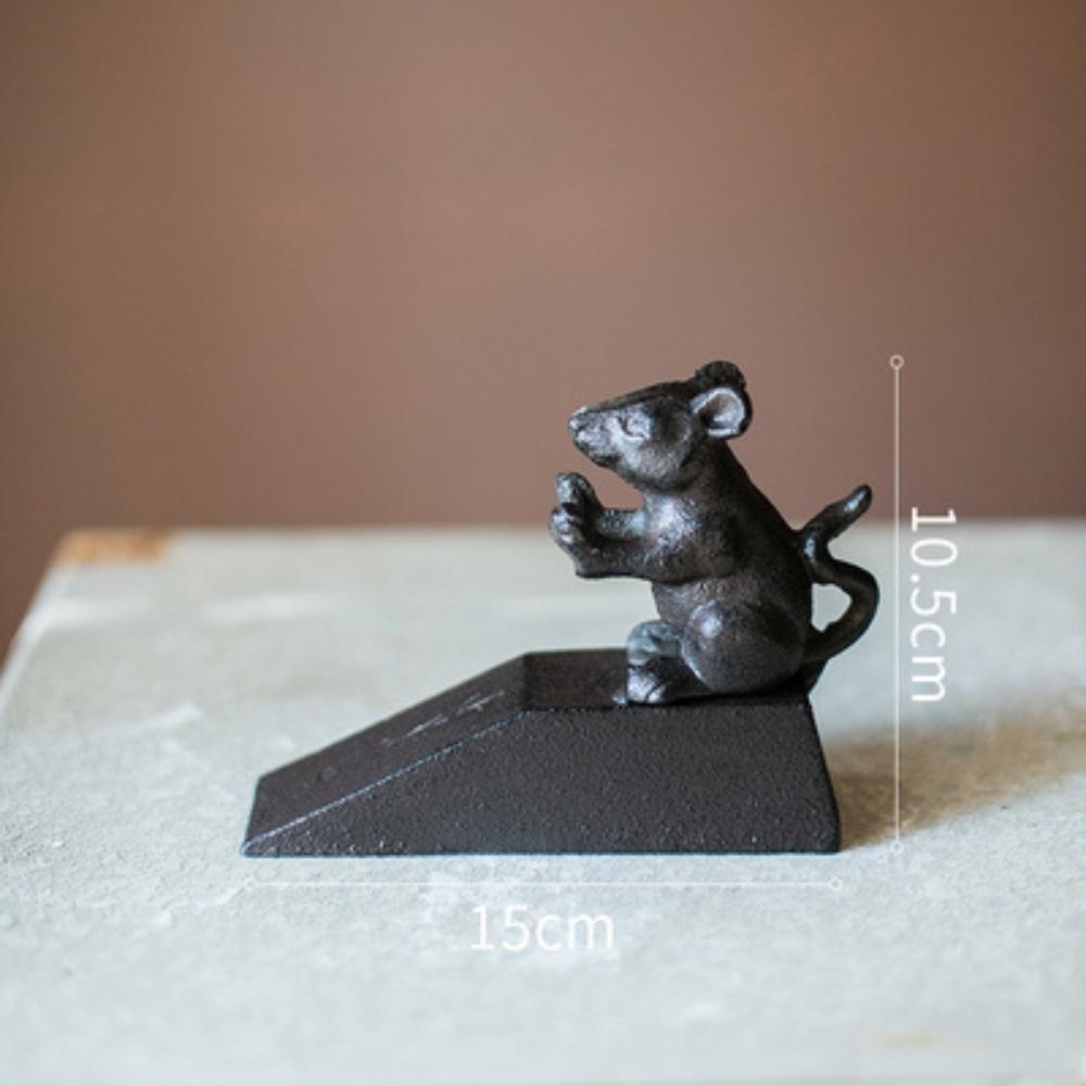 Vintage Cast Iron Door Stopper - Mouse