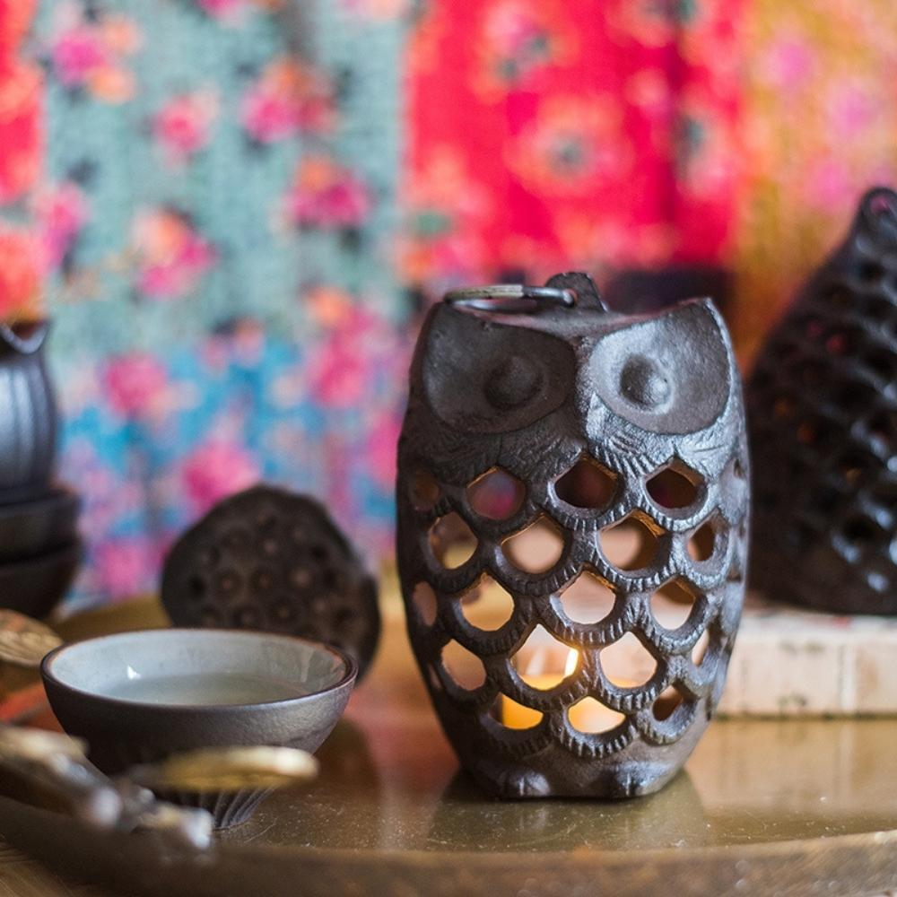 Vintage Cast Iron Owl Tealight Holder