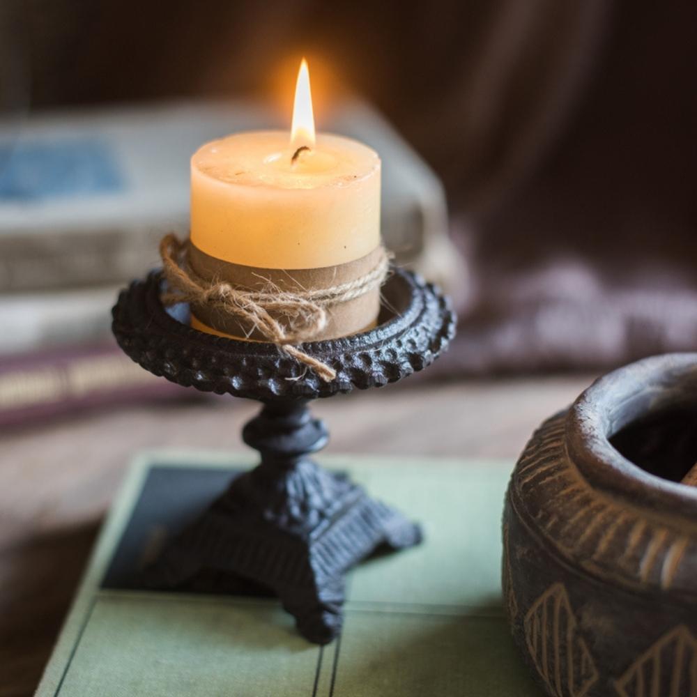 Vintage Cast Iron Candle Holder