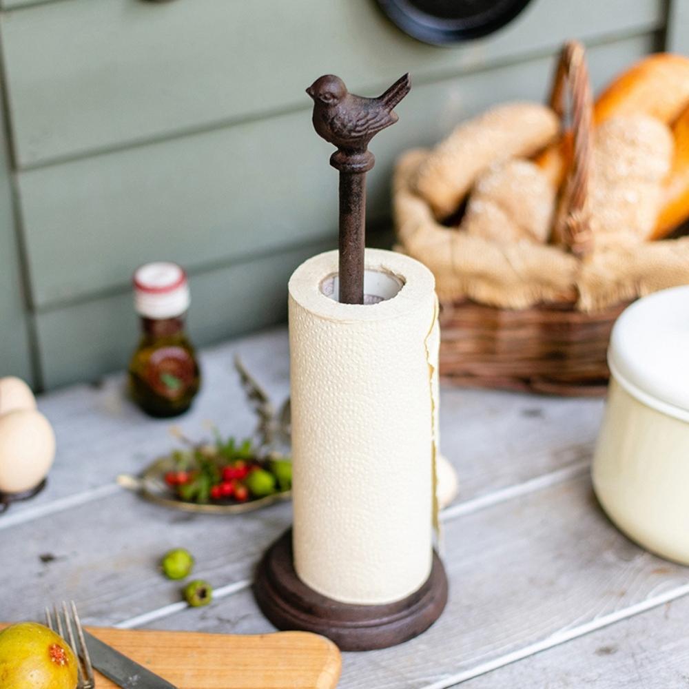 Vintage Cast Iron Kitchen Roll Holder - Bird
