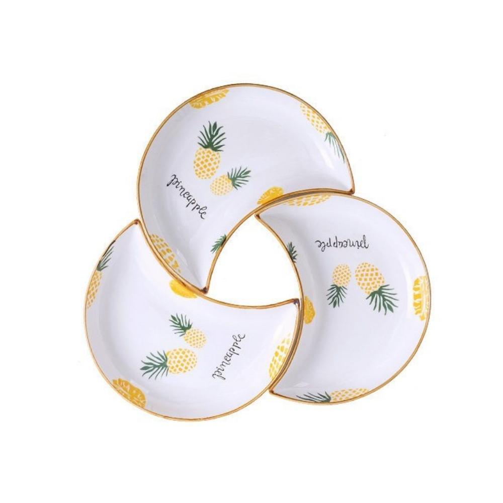 Summer Pineapple Crescent Moon Deep Plate (Set of 3)