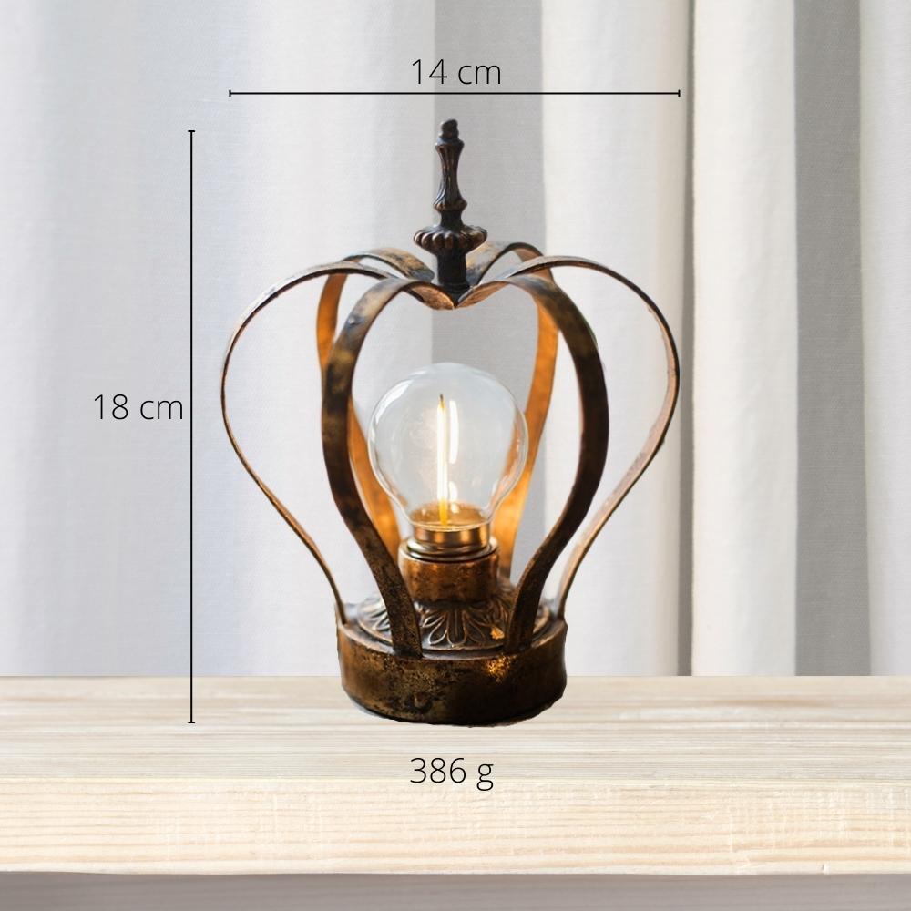 Vintage Gold Metal Crown Table Lamp