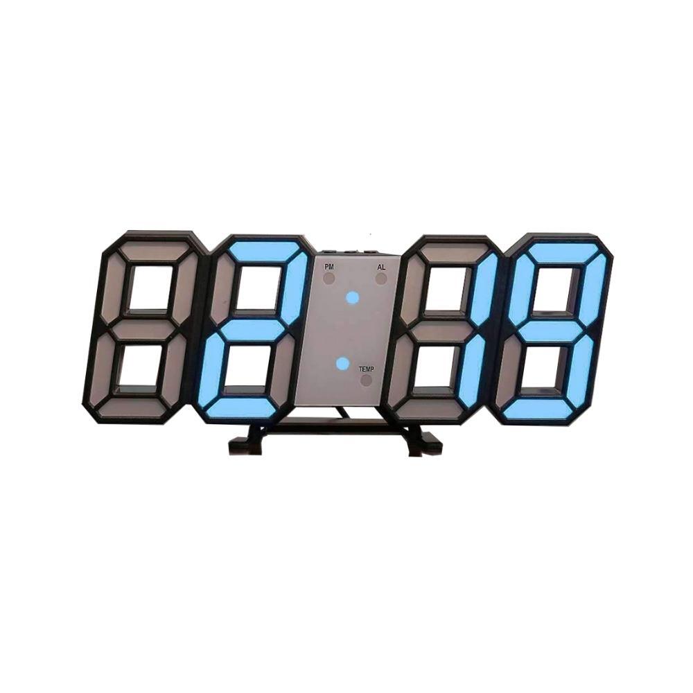 3D LED Light Up Desk/Wall Alarm Clock - Black