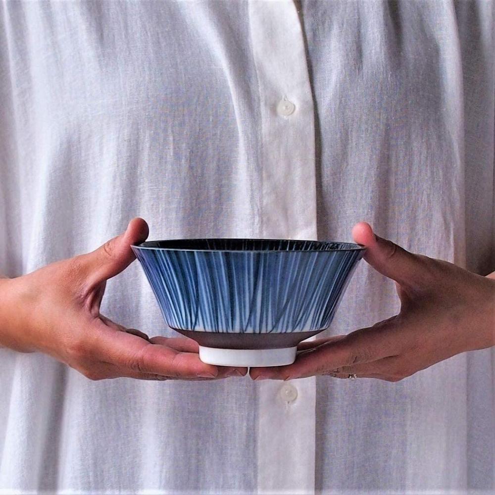 Minoru Pottery Japanese Porcelain Graph Tokusa Large Bowl