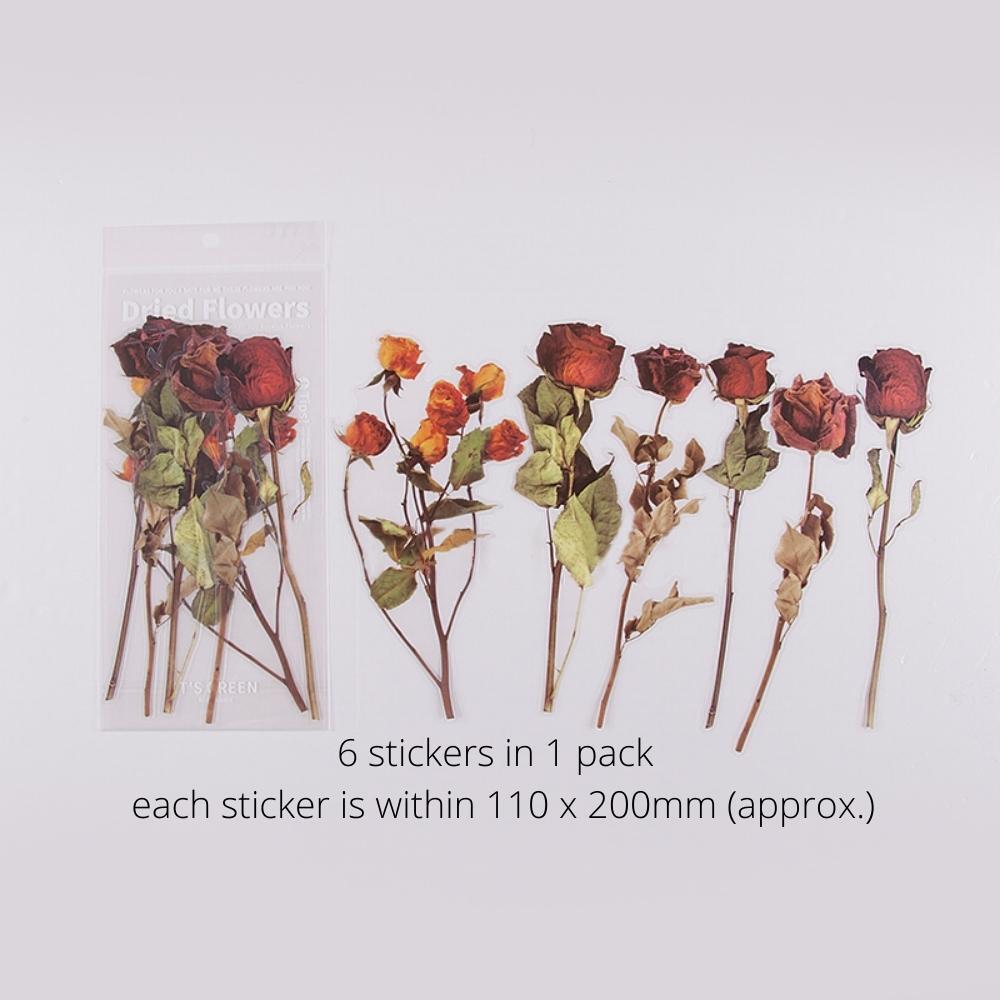 Weekend Flower Shop Large PET Stickers Set of 6 - Roses