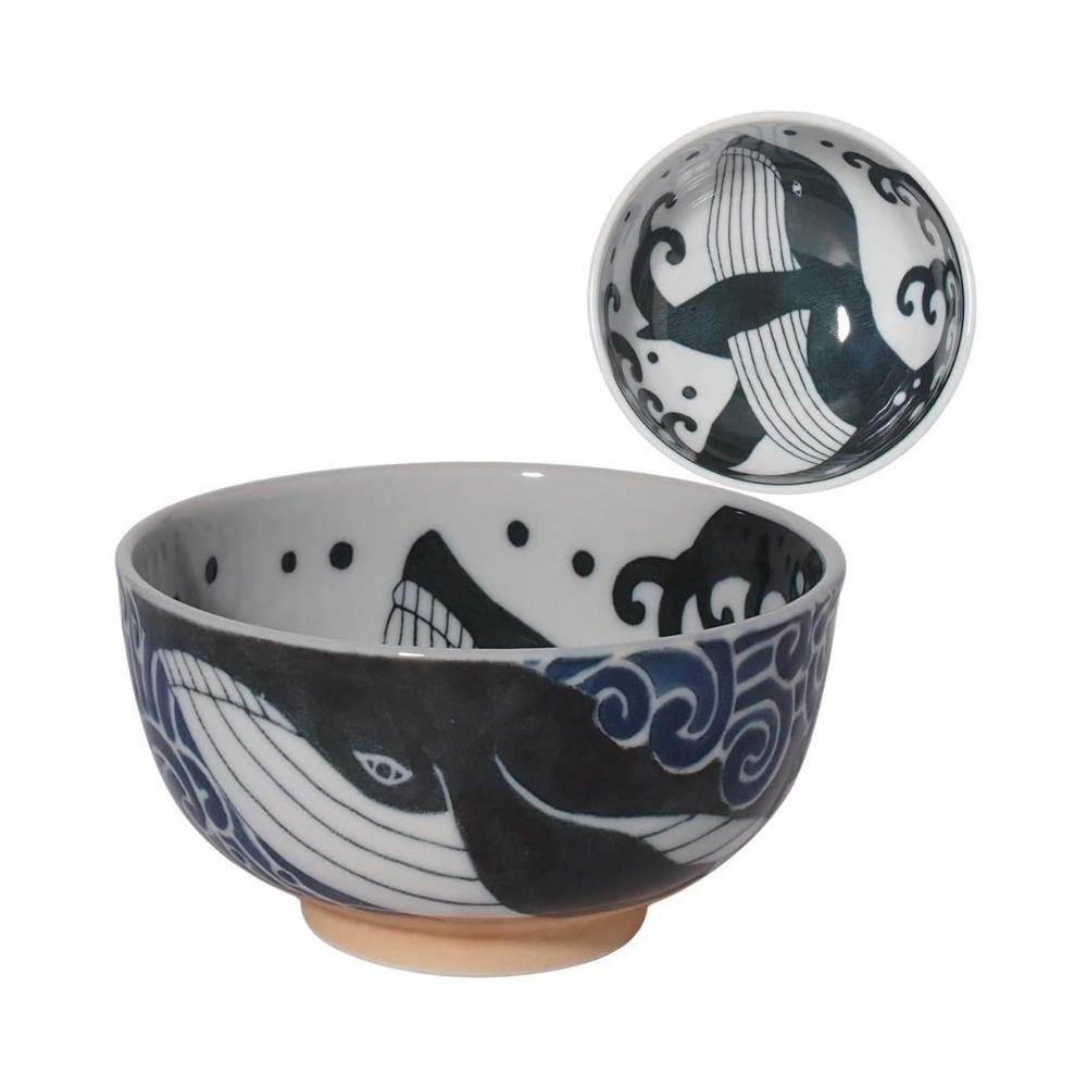 Minorutouki White Waves Whale Bowl 13cm