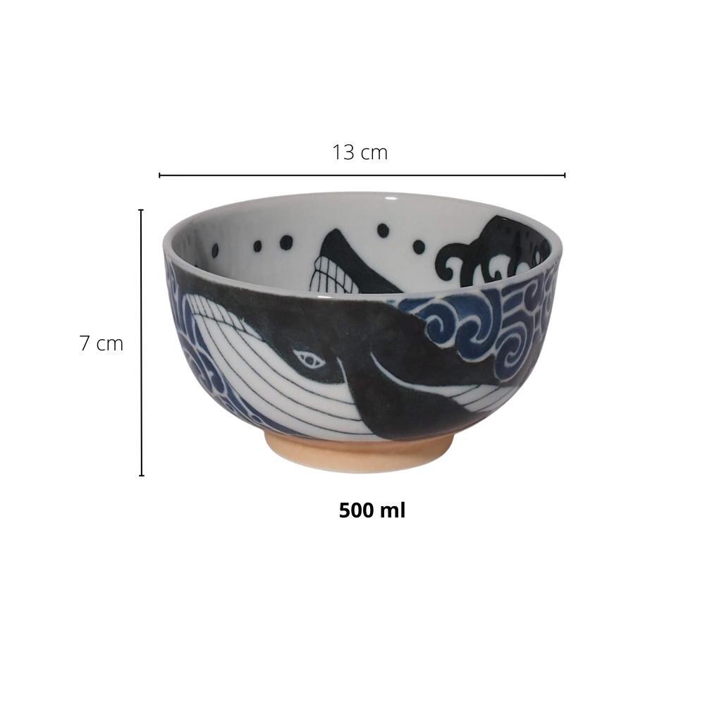 Minorutouki White Waves Whale Bowl 13cm