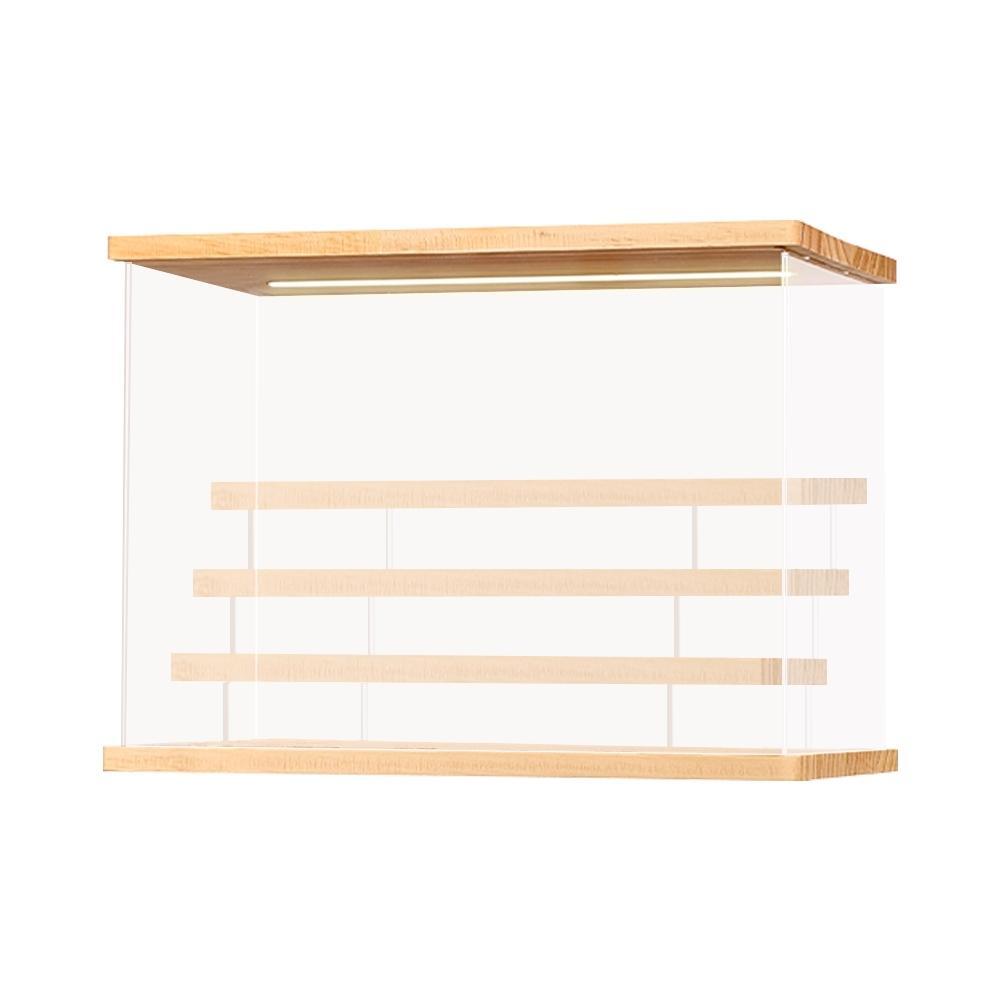 Transparent Acrylic Display Cabinet with 3 Steps Riser and LED Light