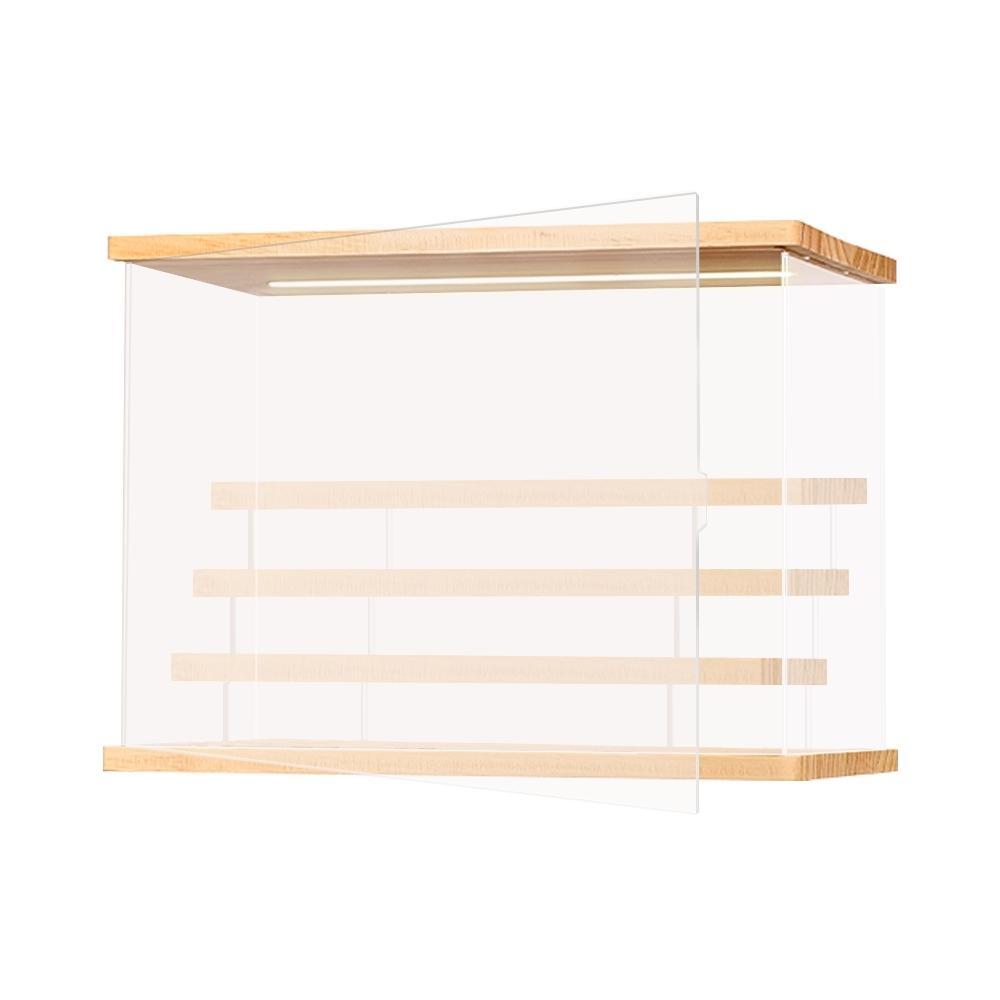 Transparent Acrylic Display Cabinet with 3 Steps Riser and LED Light