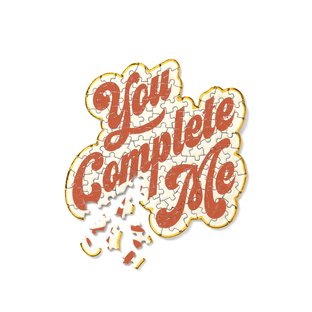 Galison You Complete Me 100 Piece Mini Shaped Puzzle by Brass Monkey