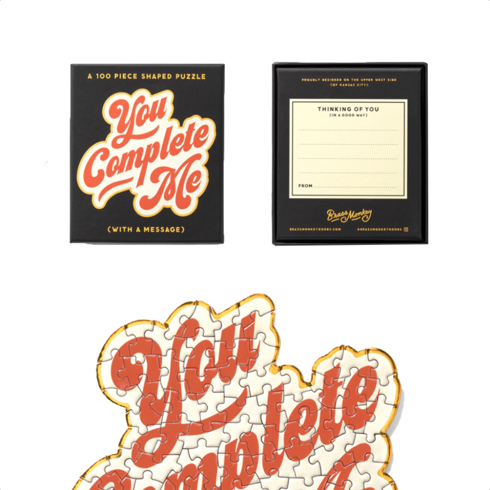 Galison You Complete Me 100 Piece Mini Shaped Puzzle by Brass Monkey
