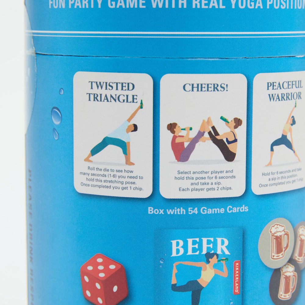 Kikkerland Funny Beer Yoga Poses & Flows Game Set