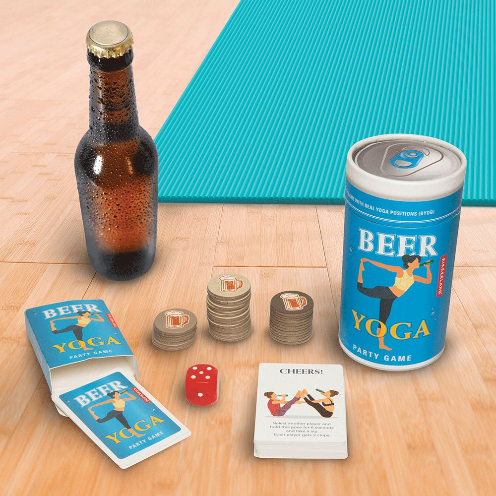 Kikkerland Funny Beer Yoga Poses & Flows Game Set