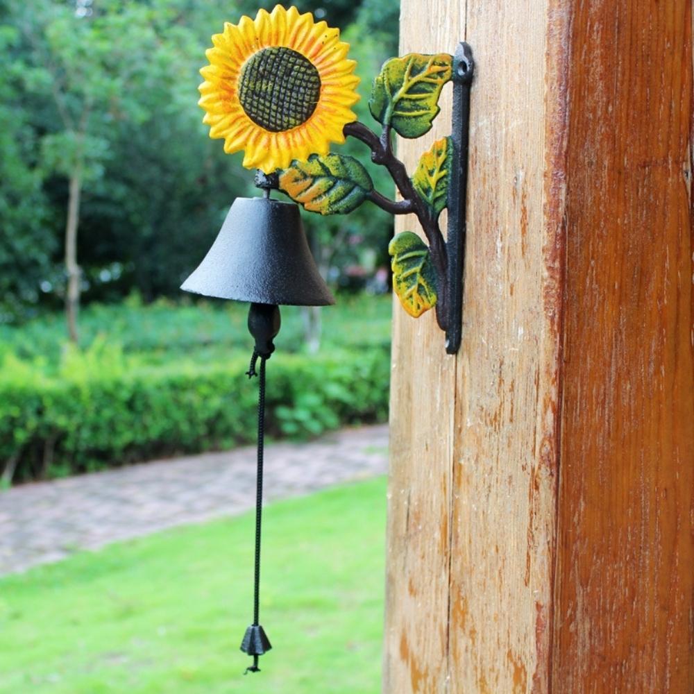 Cast Iron Hand Painted Sunflower Garden Hanging Door Bell