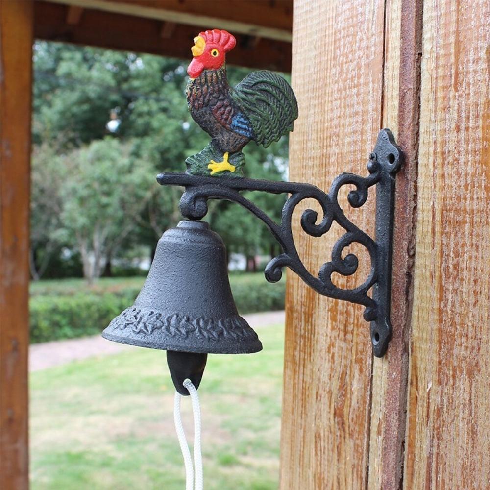 Cast Iron Hand Painted Rooster Garden Hanging Door Bell