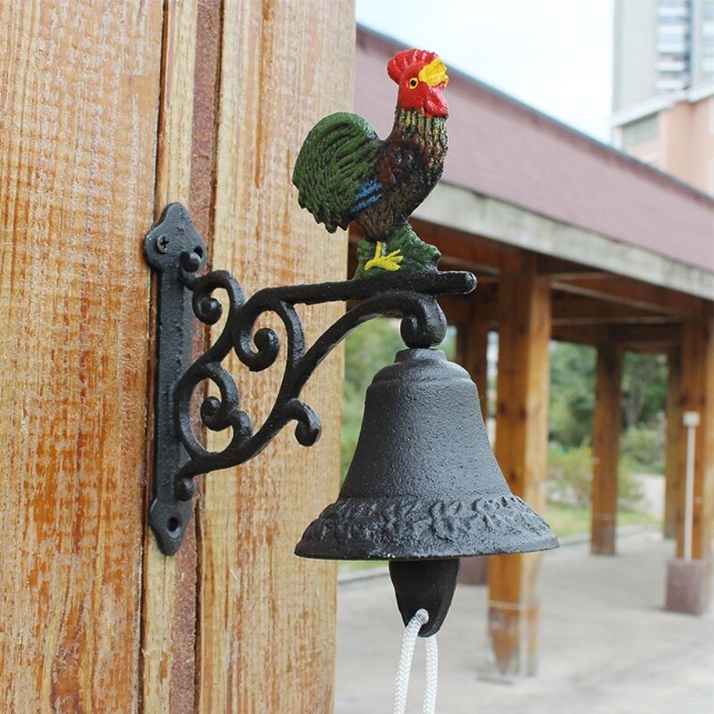 Cast Iron Hand Painted Rooster Garden Hanging Door Bell